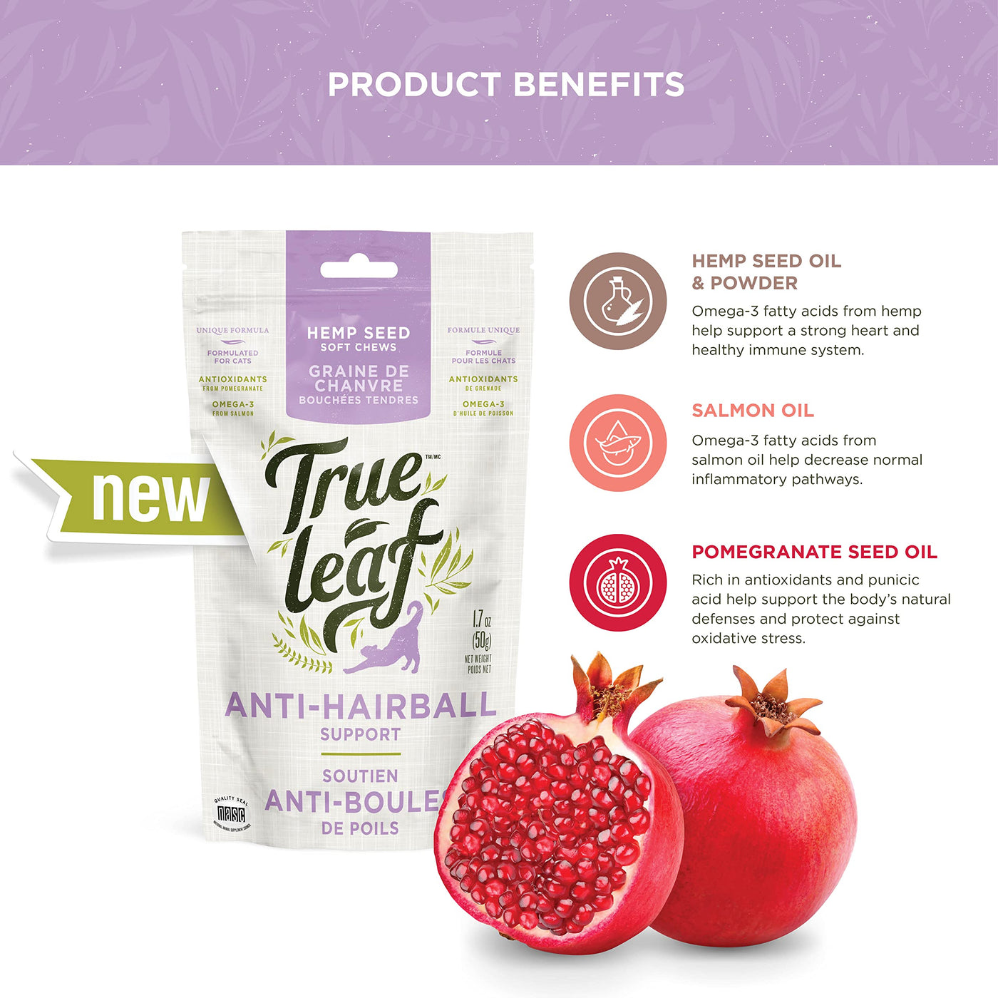 True Leaf - Hairball Support Chews for Cats (50gm)