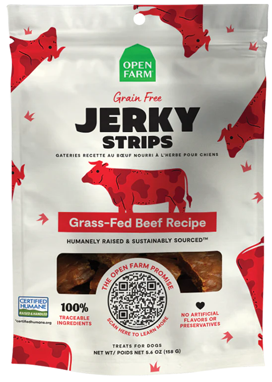 Ferme ouverte pour chiens – Lanières de bœuf séchées nourries à l'herbe sans céréales (5,6 oz)