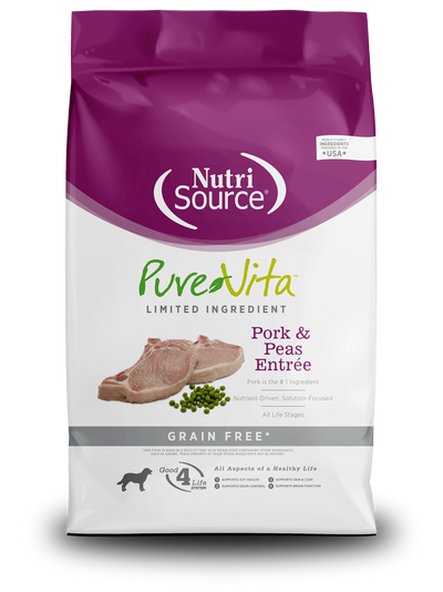 NurtoSource PureVita Pork and Peas Grain Free Limited Ingredient Dry Dog Food