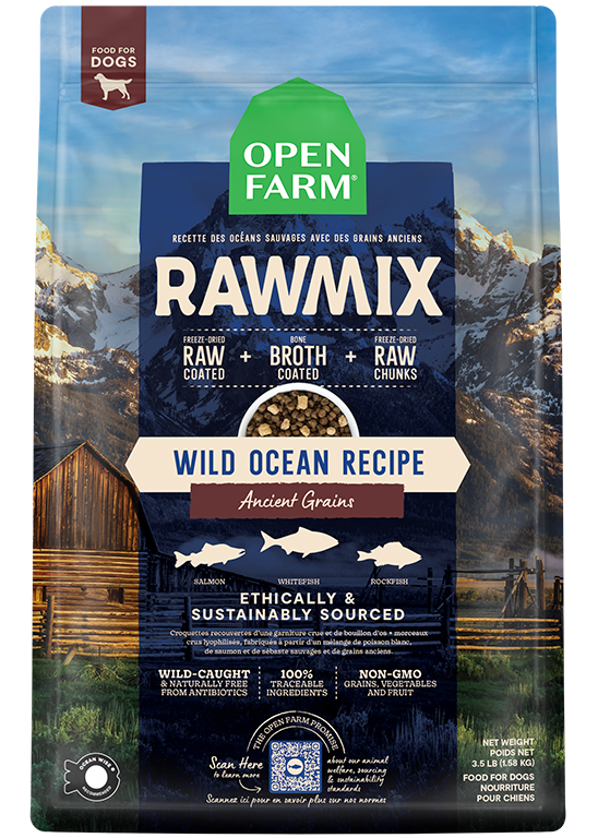 Open Farm RawMix Wild Ocean Recette avec nourriture sèche pour chiens aux céréales anciennes