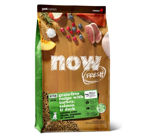 PETCUREAN Now Fresh - Dinde, Saumon + Canard sans céréales pour chatons