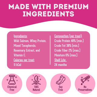 Pet Treatery Friandises au saumon déshydraté de qualité supérieure pour chiens et chats