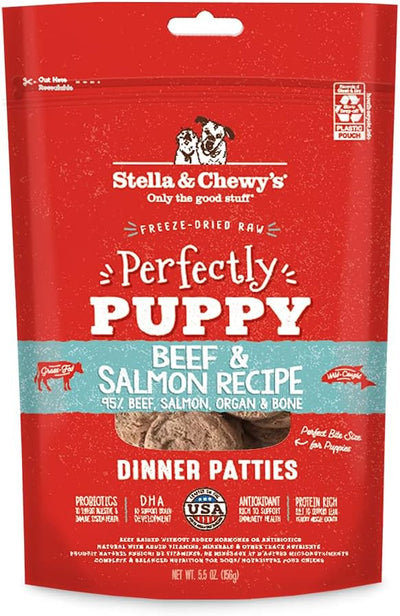 Stella & Chewy Freeze-Dried Raw Perfectly Puppy (Beef and Salmon) Dinner Patties for Dogs