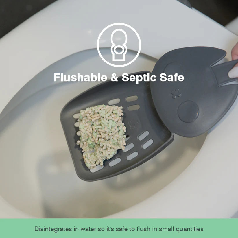 Disintegrates in water so it's safe to flush in small quantities