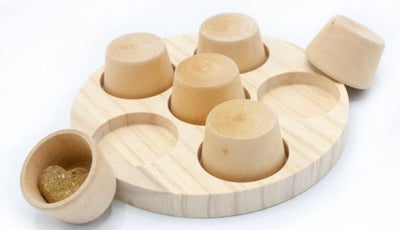 rabbits playing exploring Enriched life oxbow wooden puzzler puzzle en bois for small animals 