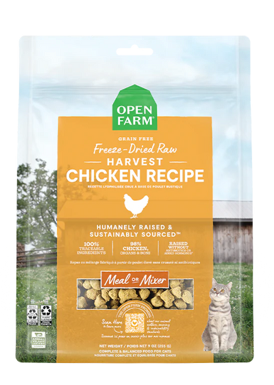 openfarmforcats-harvestchicken-freezedriedrawmorsels-packagetop