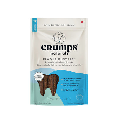 Crumps' Naturals Plaque Busters Bâtonnets dentaires aux épices de citrouille pour chiens
