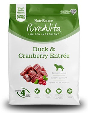 NutriSource PureVita Limited Ingredient Duck & Cranberry Entrée Dry Dog 25lb