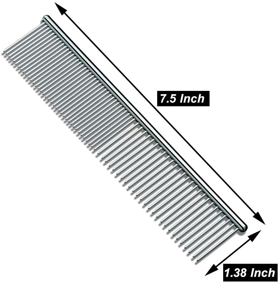Pet Steel Comb , Silver 7-1/2-Inch for Dogs and Cats