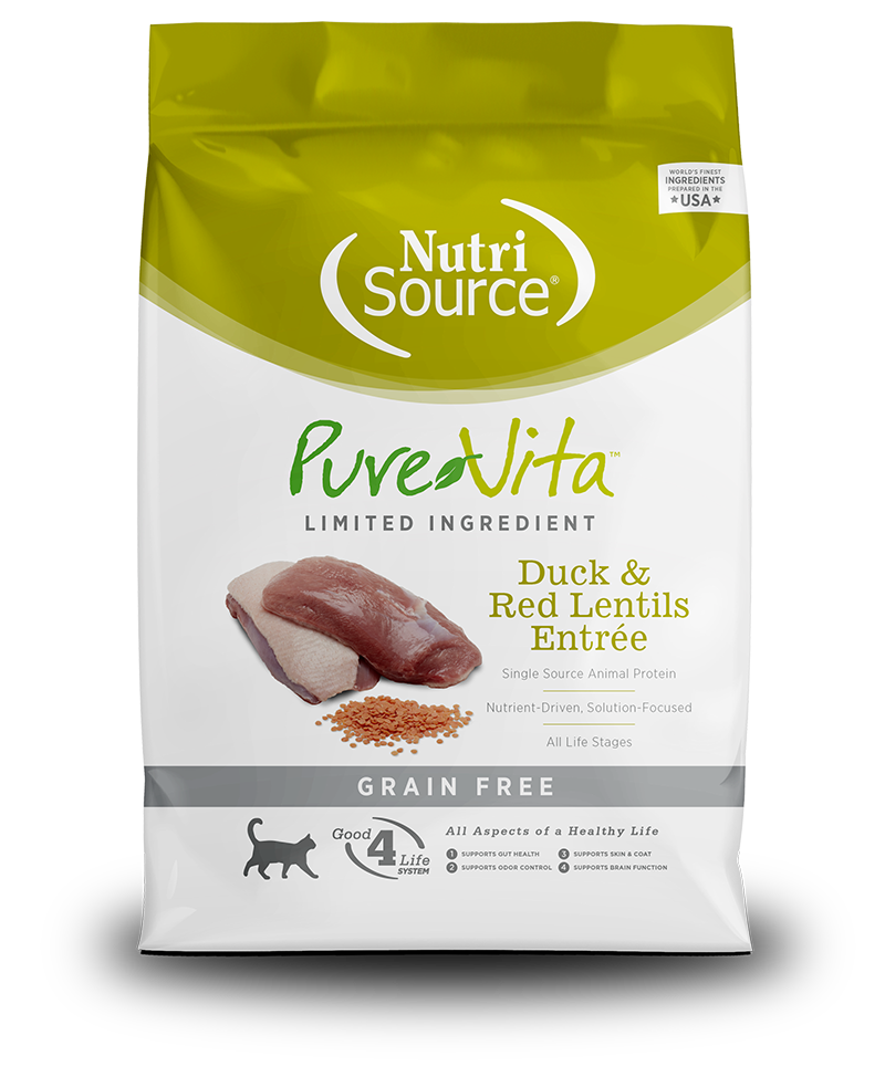 NutriSource PureVita for Cats - Grain Free Duck & Lentils Dry Cat Food (2.2 lbs)