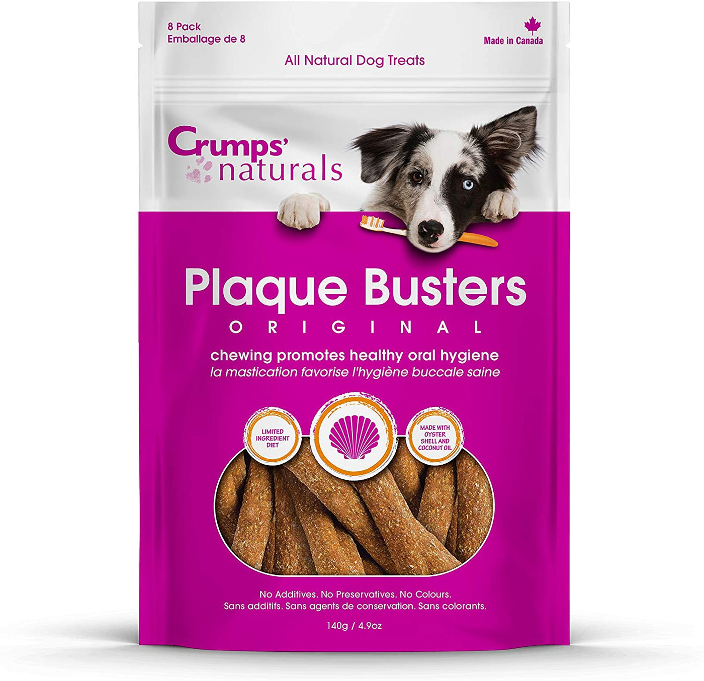 Crumps Naturals Plaque Busters Original Dog Treats Bag