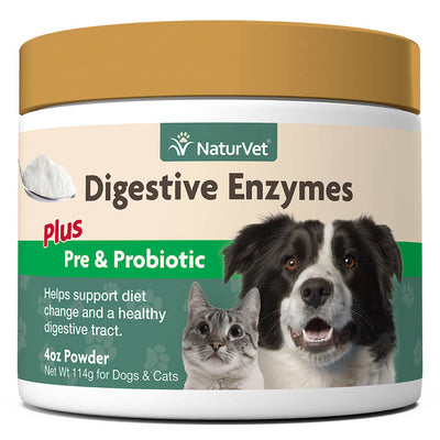 NaturVet - Poudre d'enzymes digestives avec prébiotiques et probiotiques