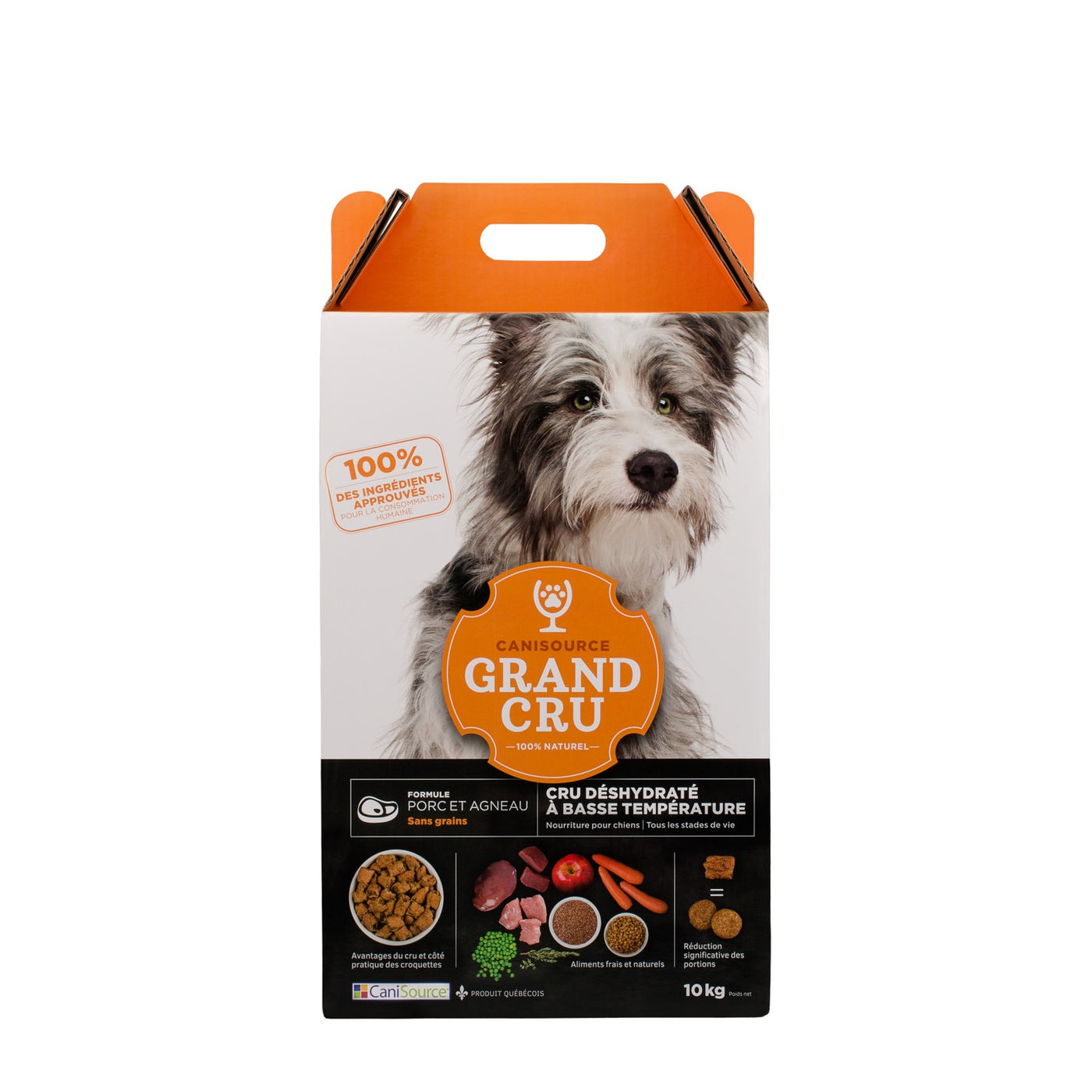 Grand Cru - Nourriture crue déshydratée sans céréales pour chiens au porc et à l'agneau
