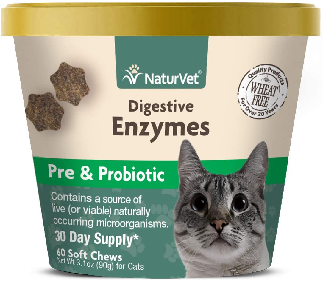 Naturvet - Supplément de poudre de prébiotiques et probiotiques sains et d'enzymes digestives pour chats