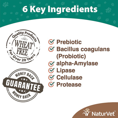 NaturVet - Enzymes digestives avec prébiotiques et probiotiques Comprimés à croquer