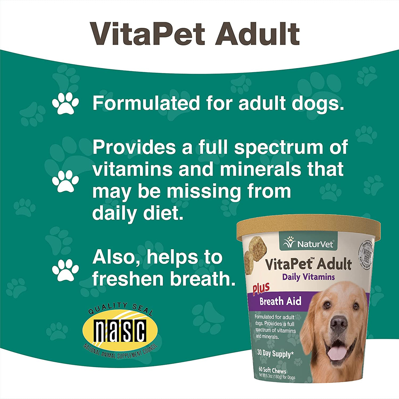 NaturVet VitaPet Adult Daily Vitamins Soft Chews (60ct)