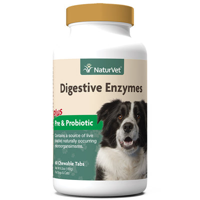 NaturVet - Enzymes digestives avec prébiotiques et probiotiques Comprimés à croquer