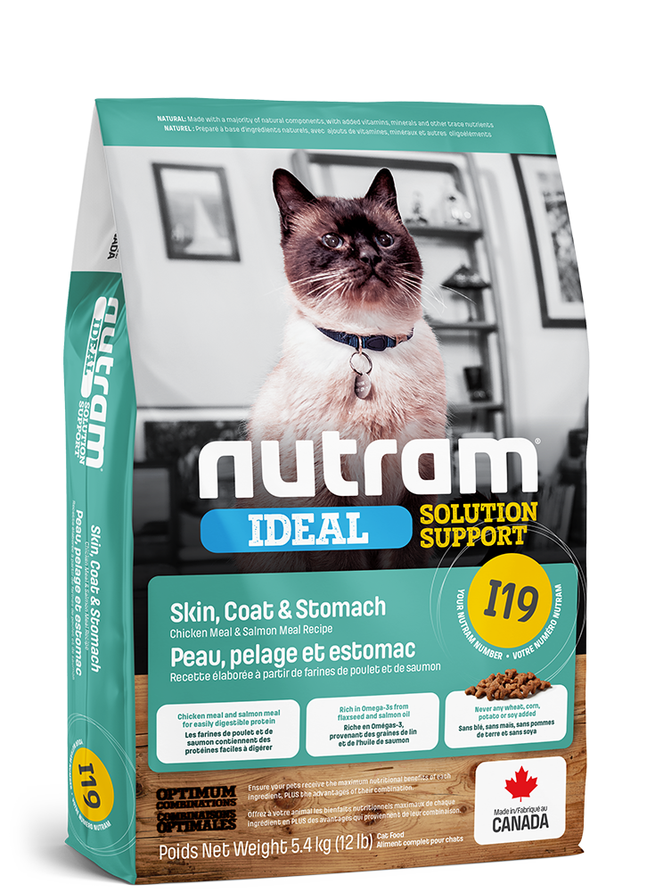 Nutram Ideal Cat- Skin, Coat and Stomach Chicken & Salmon - I19
