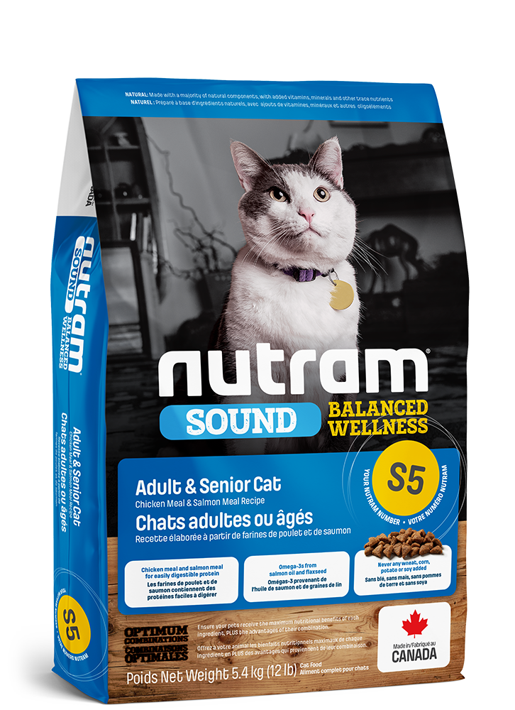 Nutram Sound - Nourriture pour Chats Adultes et Séniors Poulet &amp; Saumon S5