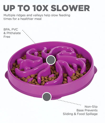 Promotes fun healthy eating - fun feeder slo-bowls help dogs eat up to 10x slower
