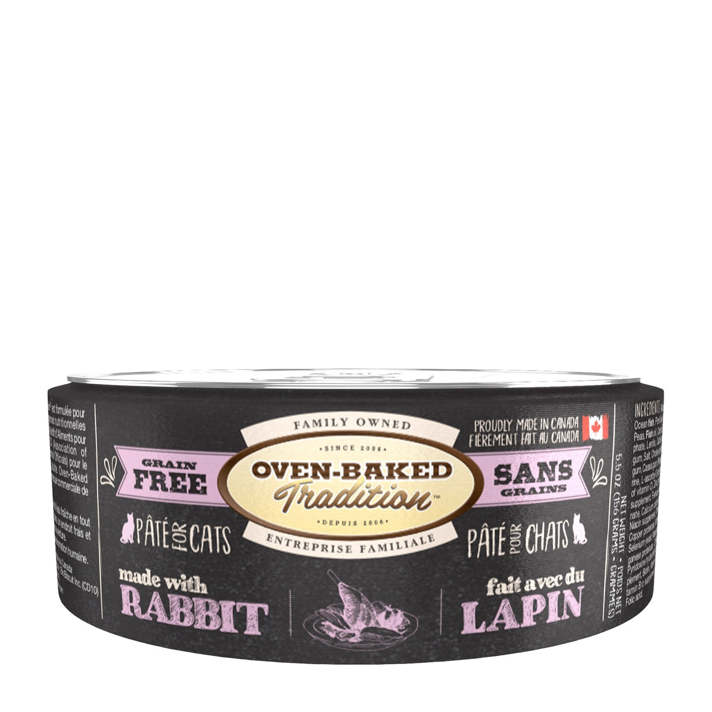 Oven Baked Tradition Adult Rabbit Grain Free Wet Cat Can Food 156g 5.5oz