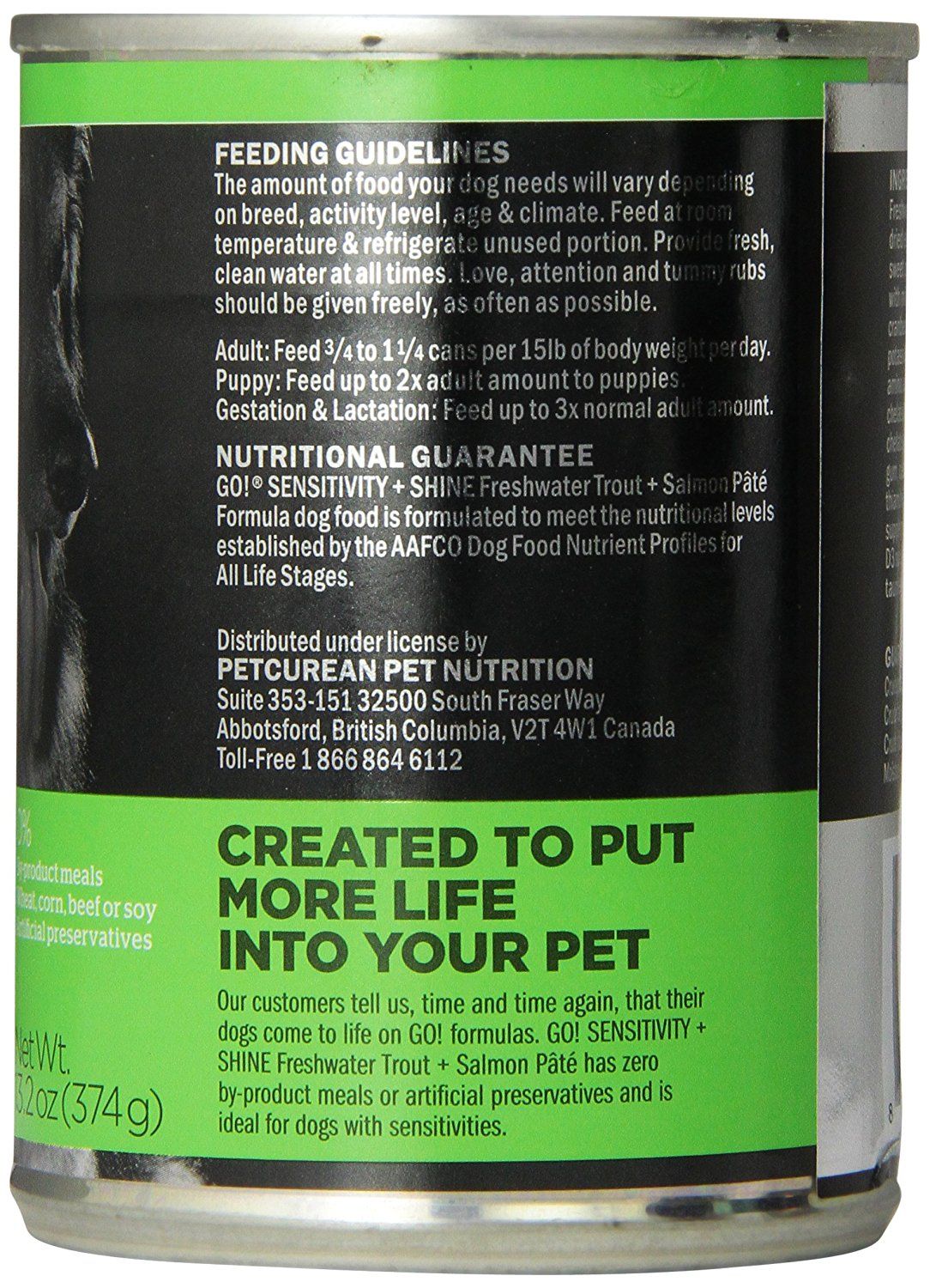 Petcurean Go! Sensitivity Shine Whitefish Trout Pate Back Can