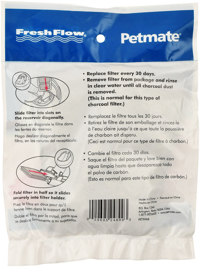 Petmate Fresh Flow Water Fountain Charcoal Filter Refills 2 Pack Back