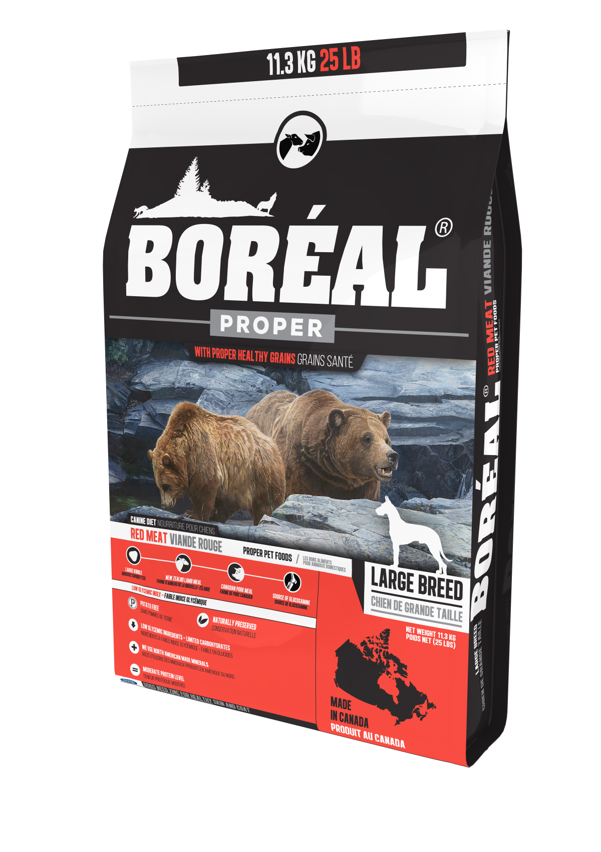 Boreal Proper Dog Healthy Grains Large Breed Red Meat- Low Carb