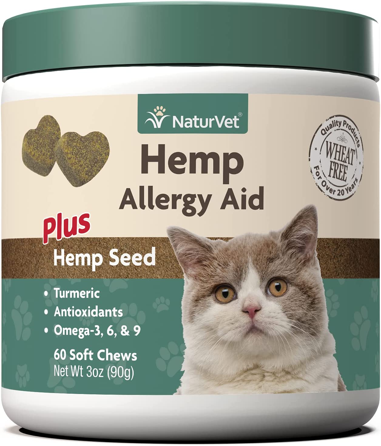 NaturVet Hemp Health Allergy Aid for Cats Soft Chews (60 qté)