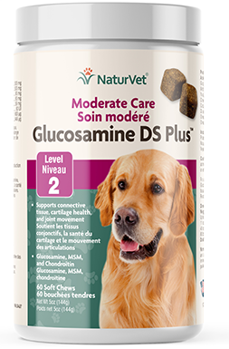 NaturVet - Glucosamine DS Plus Moderate Care Level 2 (60ct) Gommes à mâcher douces pour chiens