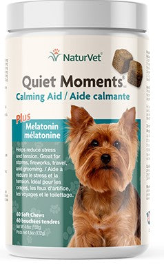 NaturVet - Quiet Moments Plus Melatonine Calming Aid for Dogs Soft Chews