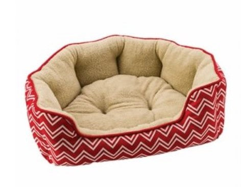 Chevron Scallop Red Washable Dog Bed 31''