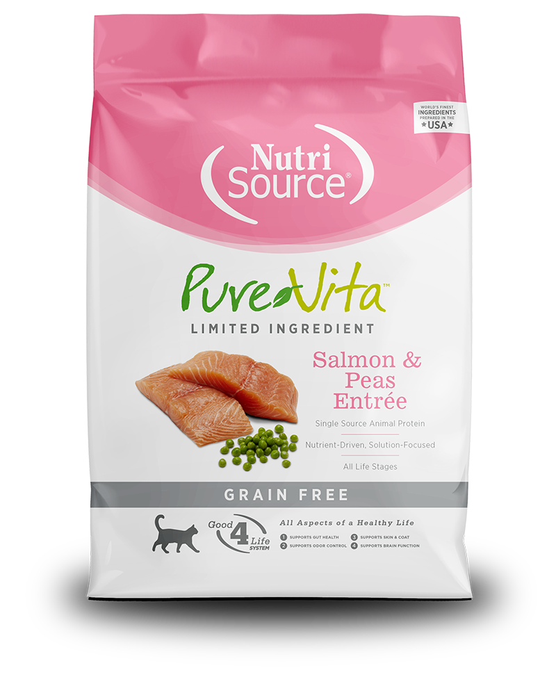 PureVita - Nourriture sèche pour chats au saumon et aux pois sans céréales 