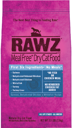 Salmon, Dehydrated Chicken & Whitefish Recipe Cat Food has been formulated to meet the nutritional levels established by the AAFCO